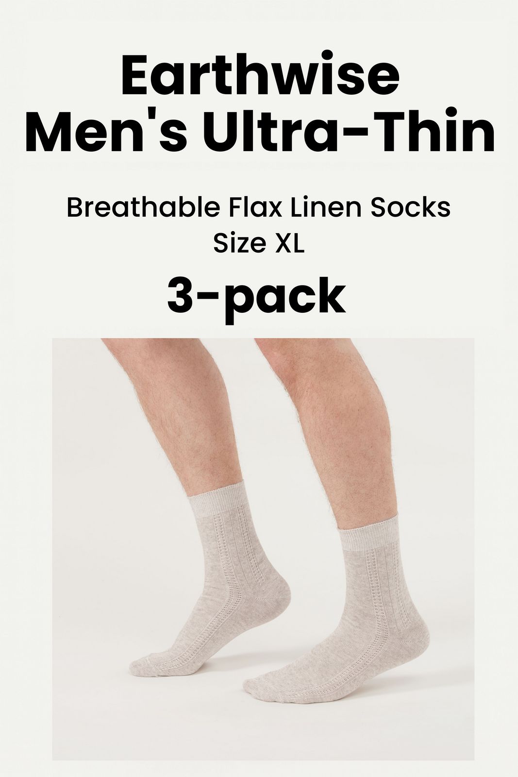 GreenWeave™ Earthwise Men's Ultra-Thin & Breathable Flax Linen Socks 3-pack