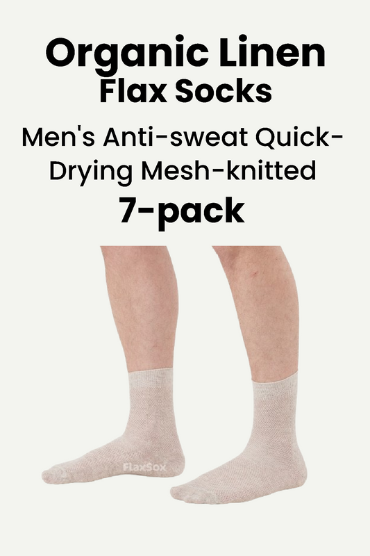 LinoBreeze™ GentleWear Men's Thin Breathable Mesh-knitted Organic Linen Socks 7-pack